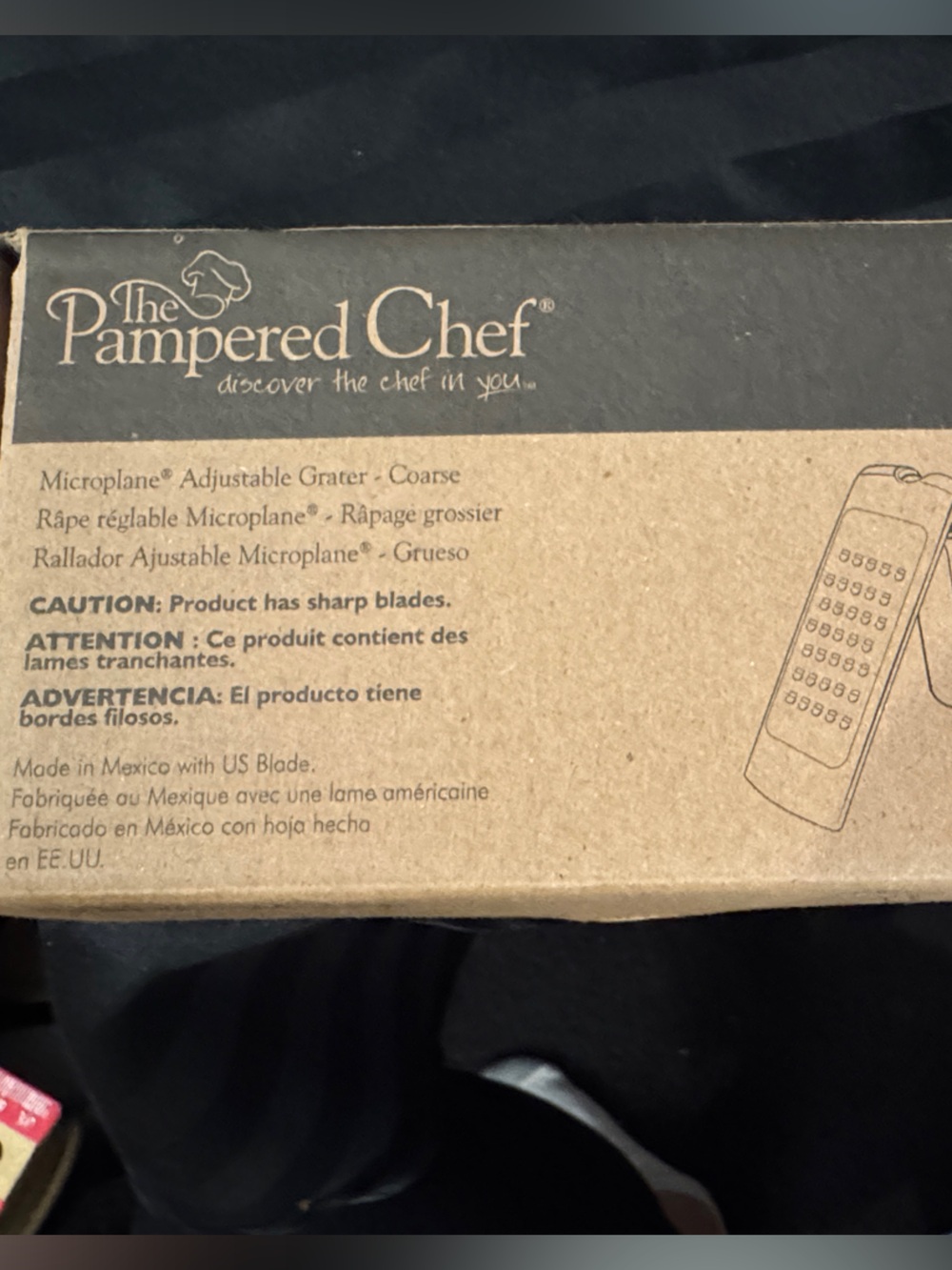 NIB Pampered Chef Microplane Adjustable Grater - Coarse